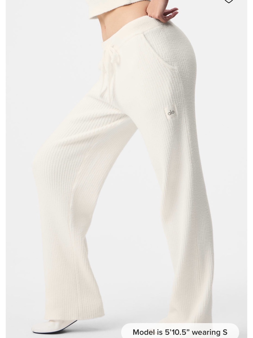 (M)  ALO Yoga snuggle up sweater high waist Wide-Leg Pants in ivory
